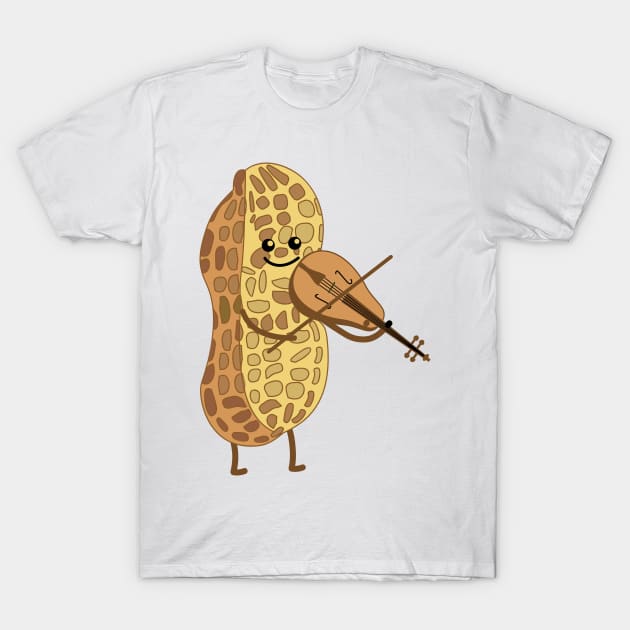 Funny peanut with violin T-Shirt by spontania